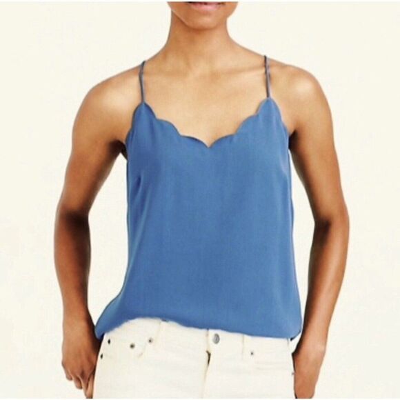 j crew womens New solid blue v neck tank top 2 xs g3367 - Picture 1 of 5